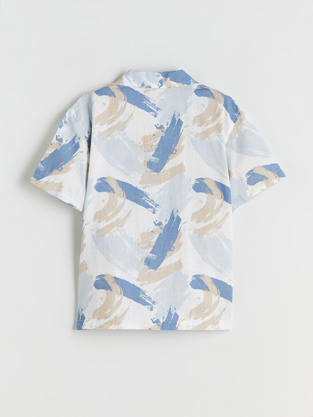 Mavi Desenli Kısa Kollu Erkek Çocuk Gömlek-1