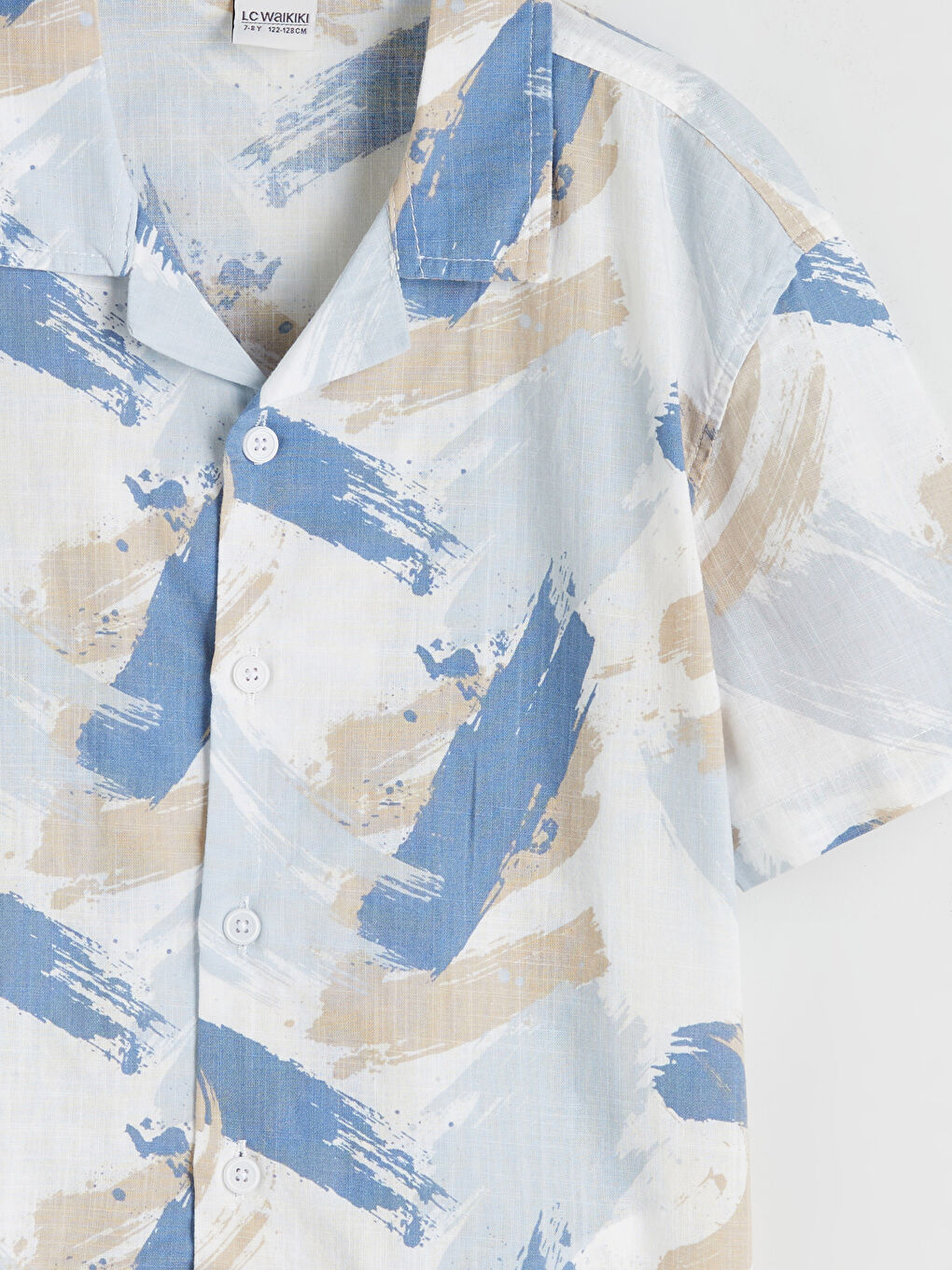 Mavi Desenli Kısa Kollu Erkek Çocuk Gömlek-2