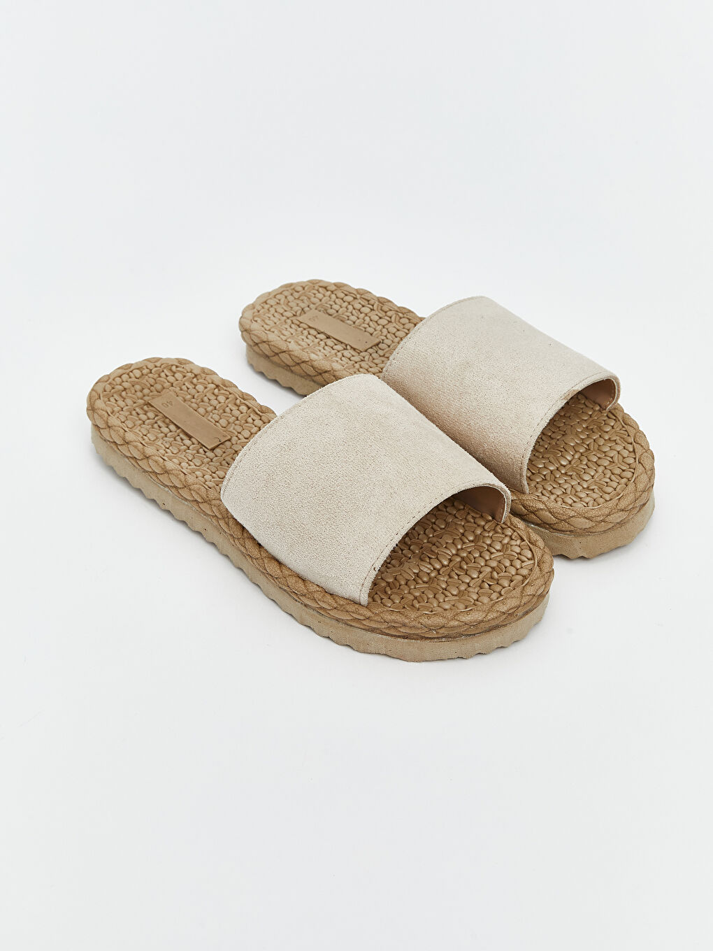 Bej Hasır Tabanlı Kadın Terlik