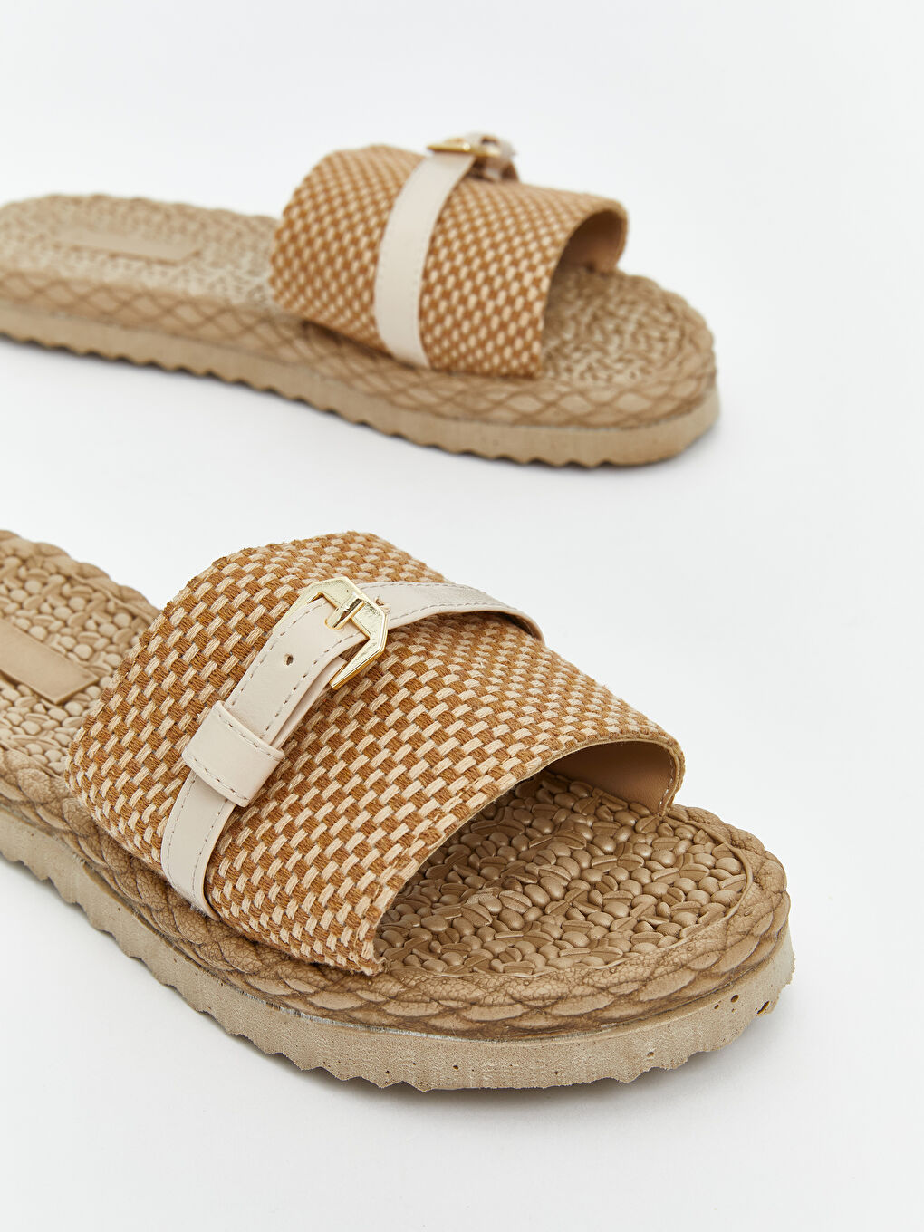 Bej Hasır Tabanlı Kadın Terlik-2