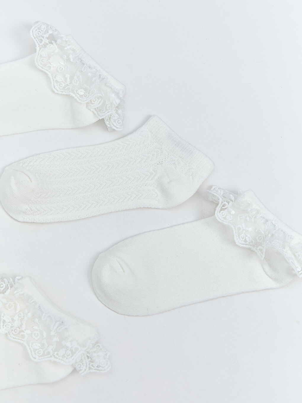 LCW Kids Girl WHITE Trainer Socks -S5SB15Z4-JYX