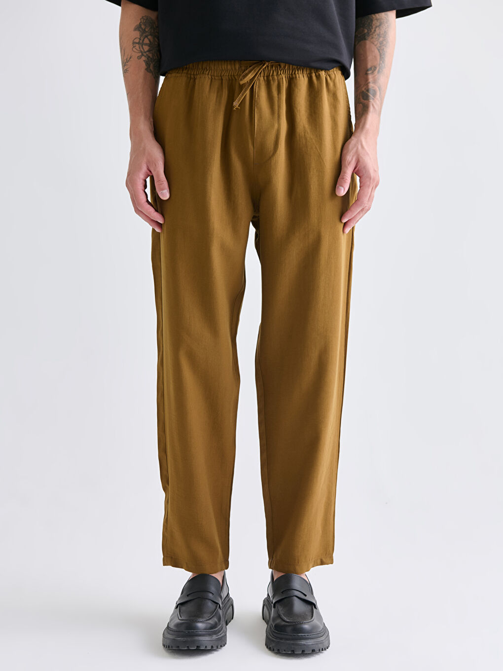 Relaxed Fit Twill Men's Trousers-1