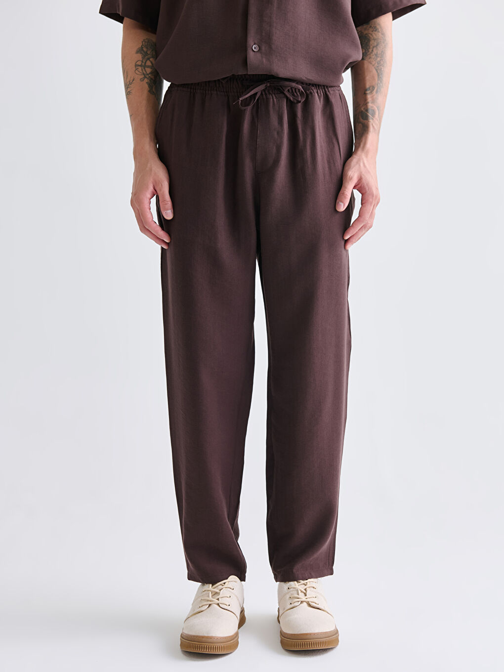 Relaxed Fit Twill Men's Trousers-1