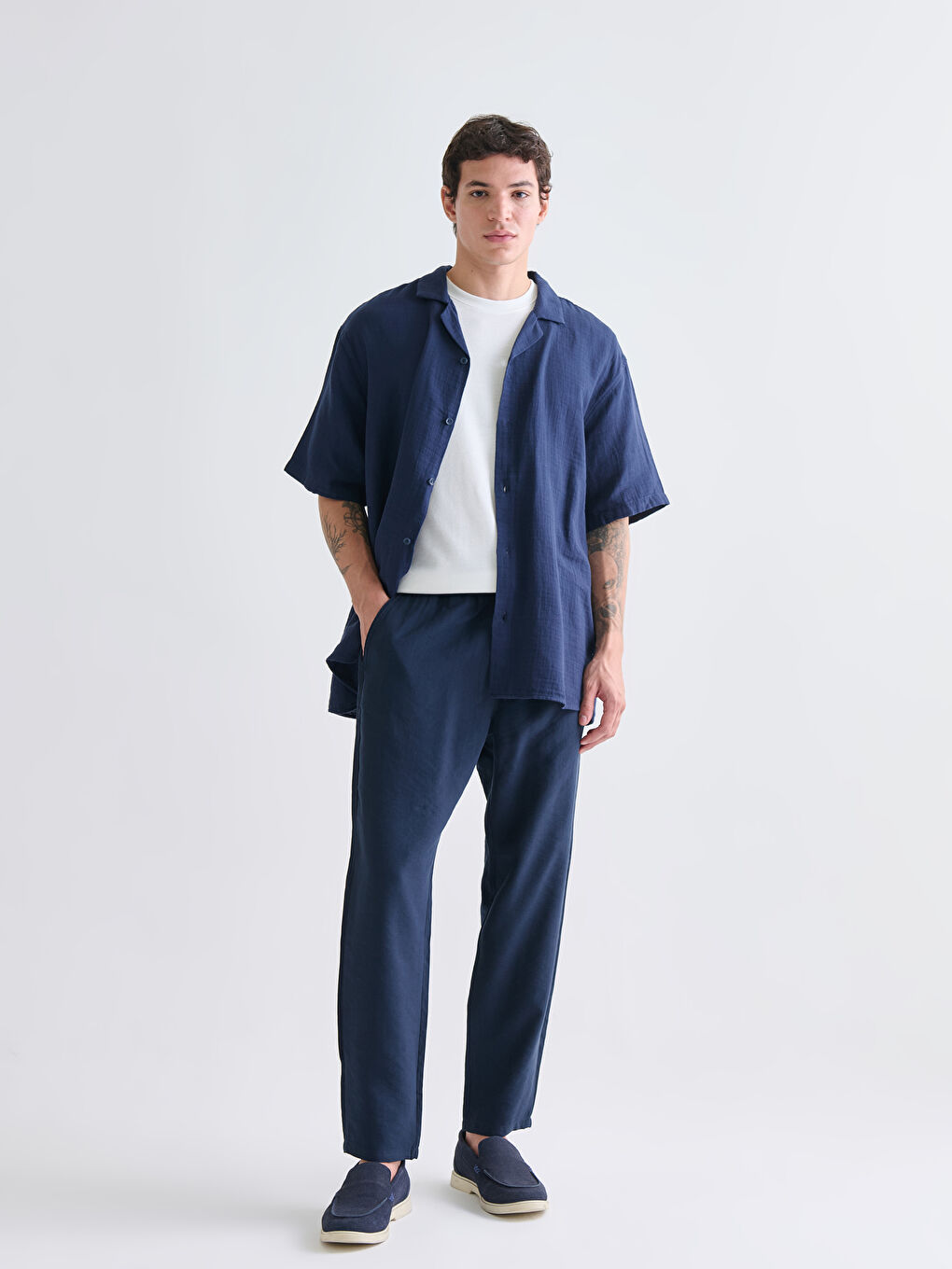 Relaxed Fit Twill Men's Trousers