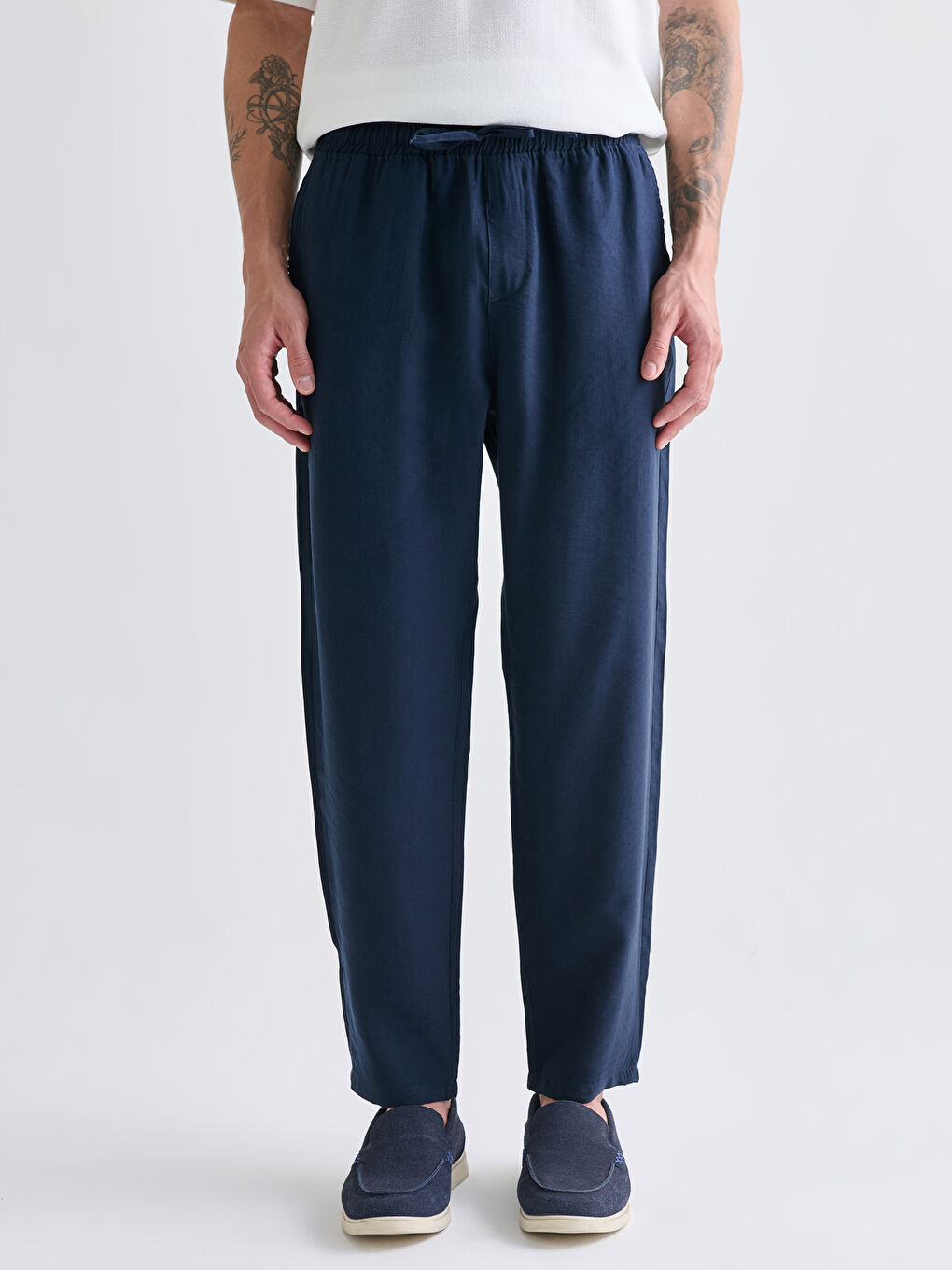 Relaxed Fit Twill Men's Trousers-1
