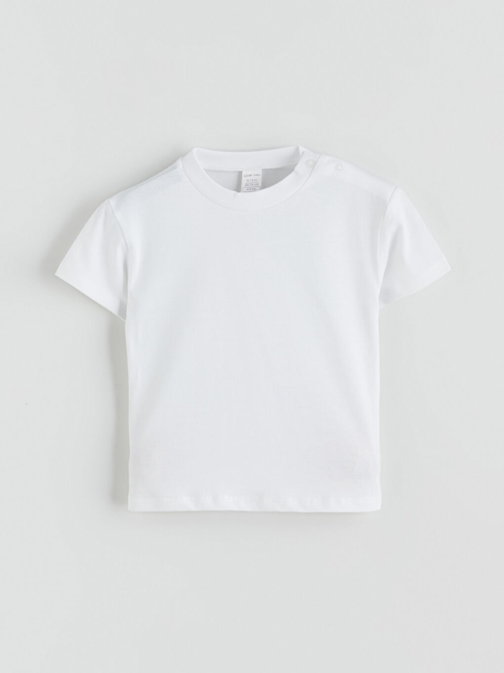 Ekru Bisiklet Yaka Omuzdan Çıtçıtlı Erkek Bebek Tişört