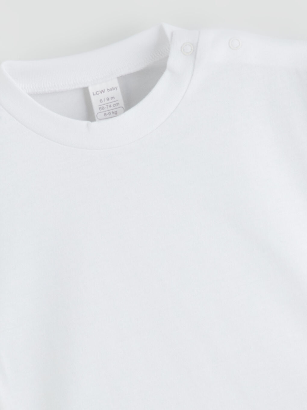 Ekru Bisiklet Yaka Omuzdan Çıtçıtlı Erkek Bebek Tişört-2