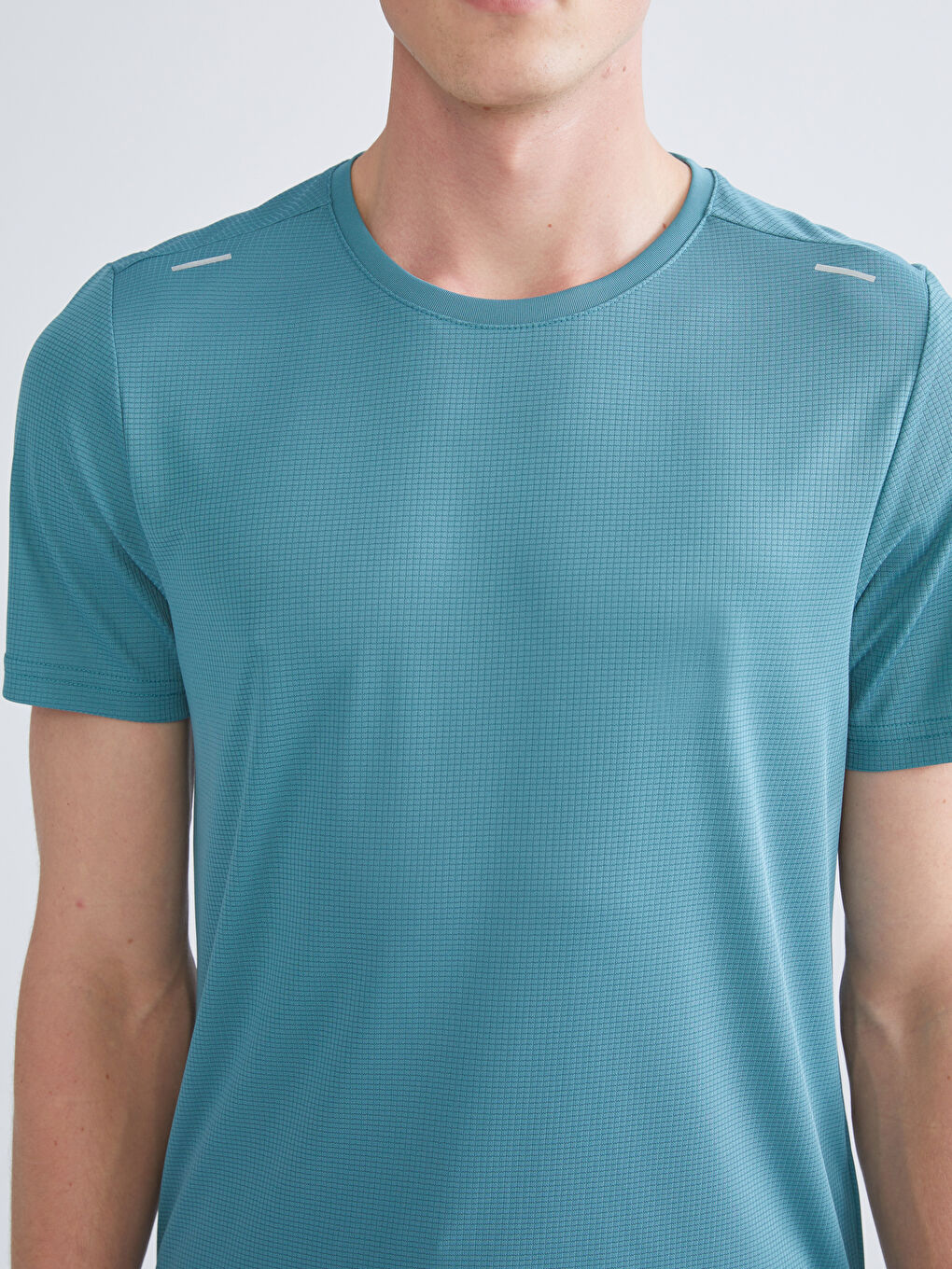 Turkuaz Bisiklet Yaka Erkek Spor Tişört-2