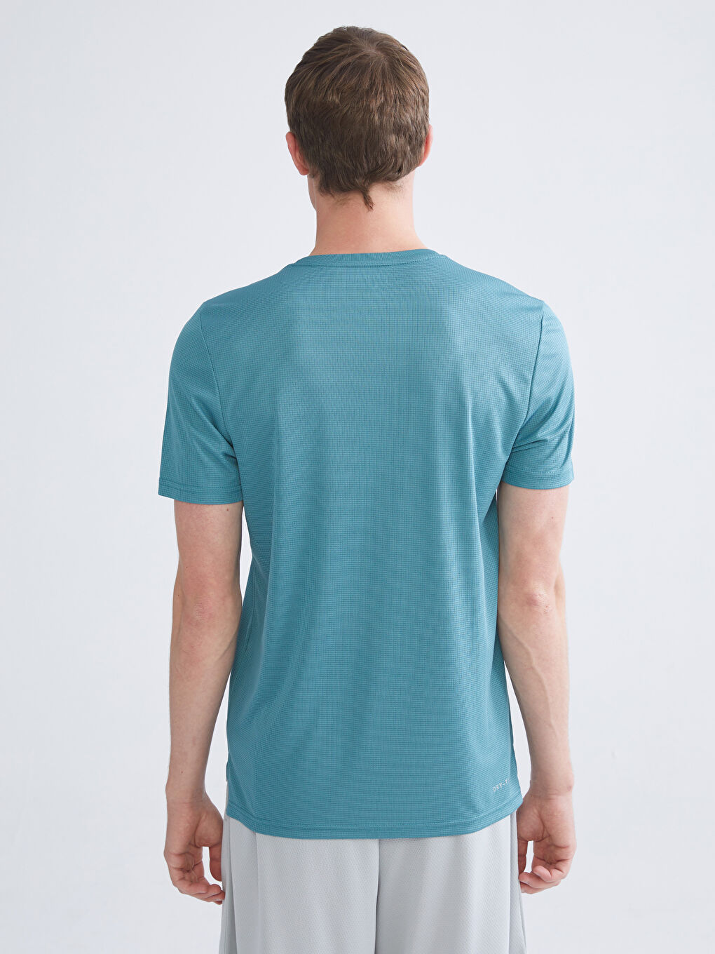 Turkuaz Bisiklet Yaka Erkek Spor Tişört-3