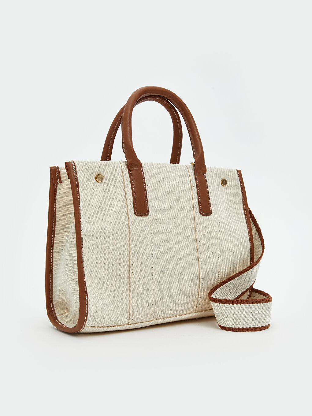 Bej Omuz Askılı Kadın Kanvas Çanta-1