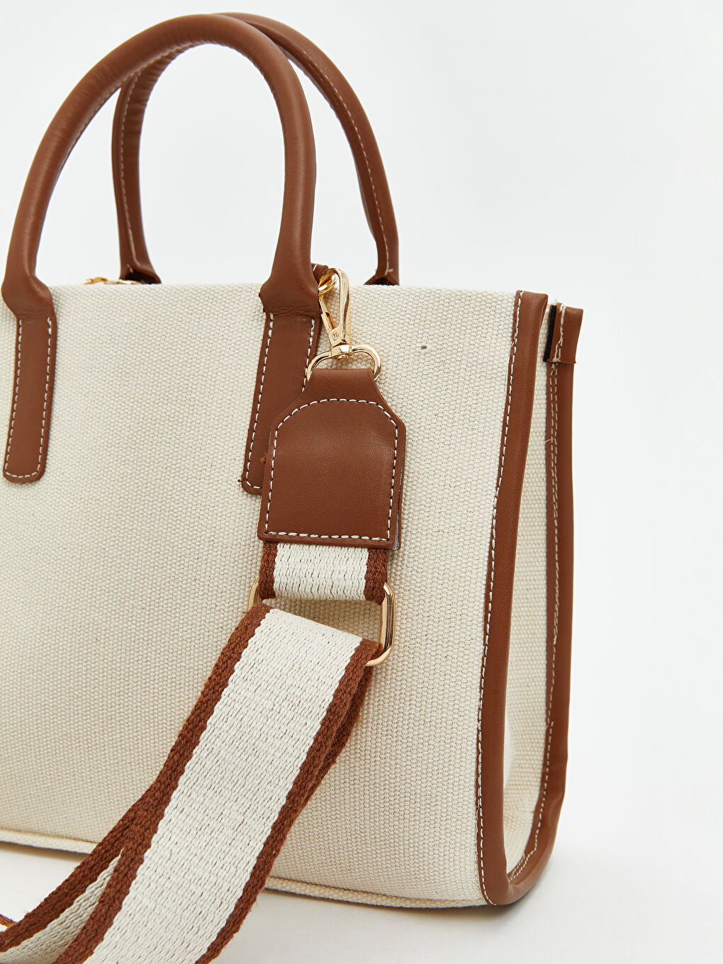 Bej Omuz Askılı Kadın Kanvas Çanta-2