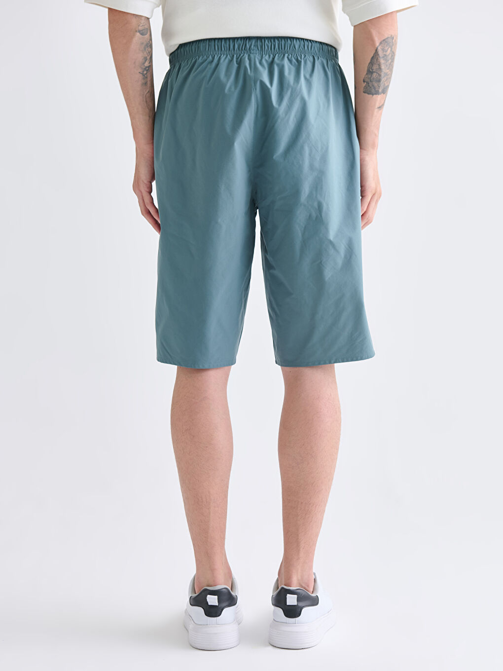 Yeşil Diz Altı Boy Erkek Deniz Şortu-3