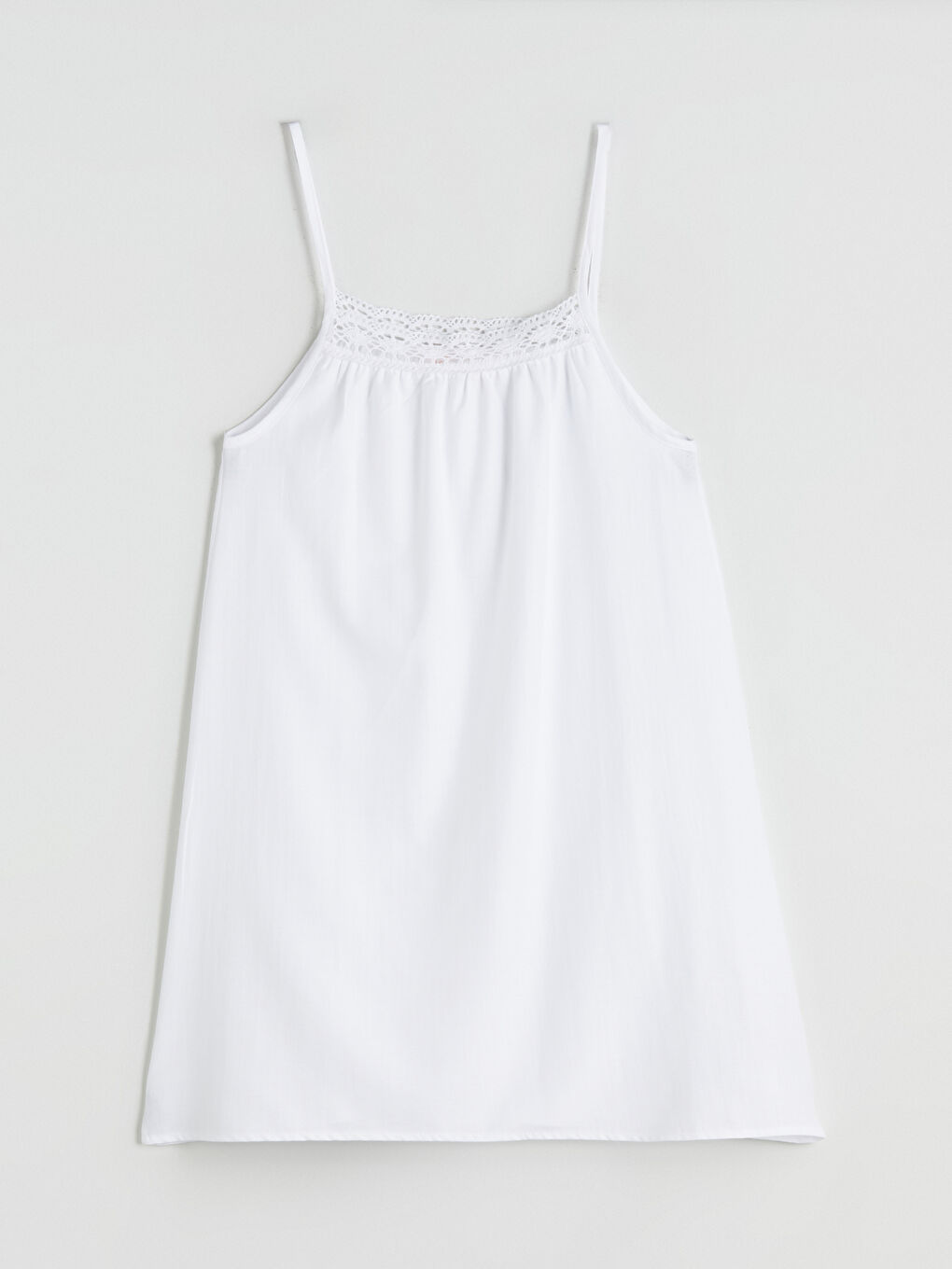 Ekru Kare Yaka Dantel Detaylı Kadın Gecelik-4