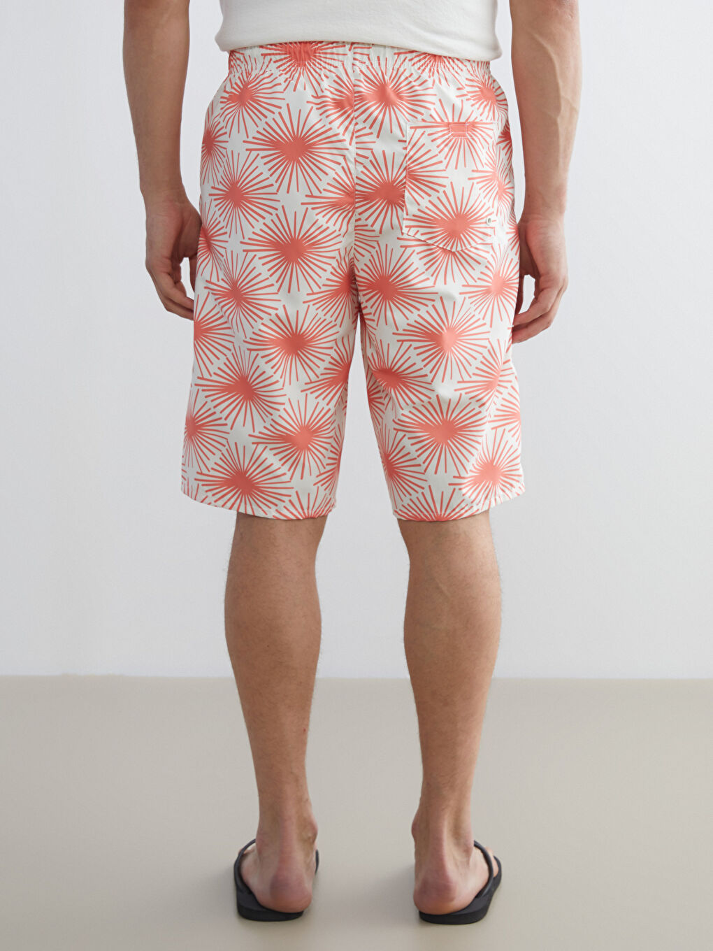 Mercan Diz Altı Boy Desenli Erkek Deniz Şortu-3