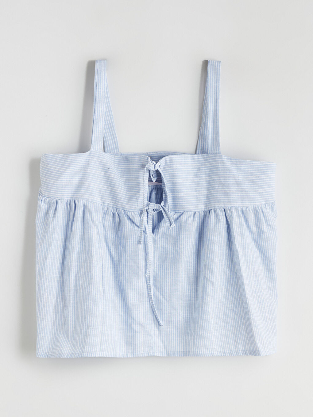 Mavi Kare Yaka Çizgili Kadın Şortlu Pijama Takımı-6