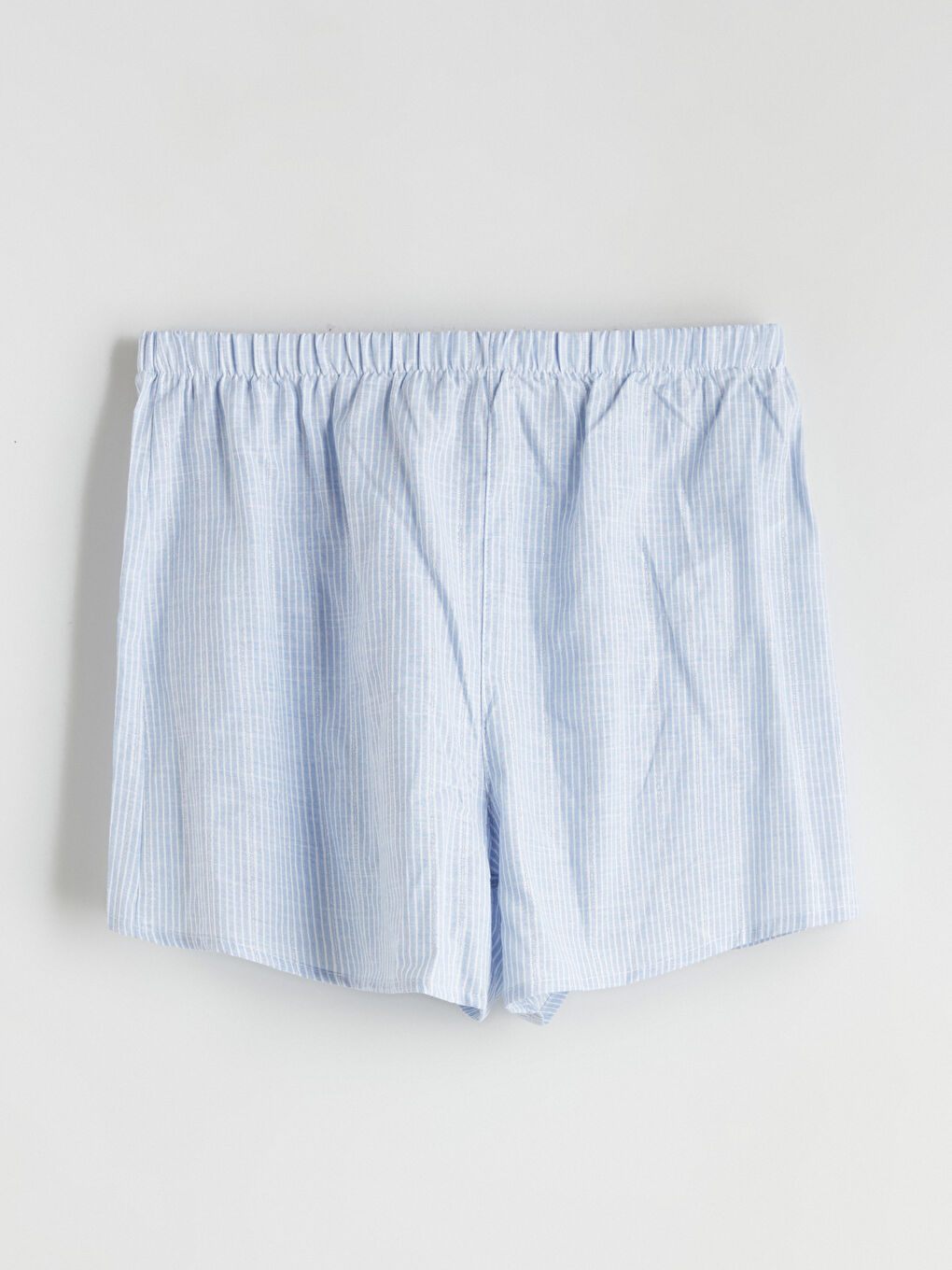 Mavi Kare Yaka Çizgili Kadın Şortlu Pijama Takımı-7