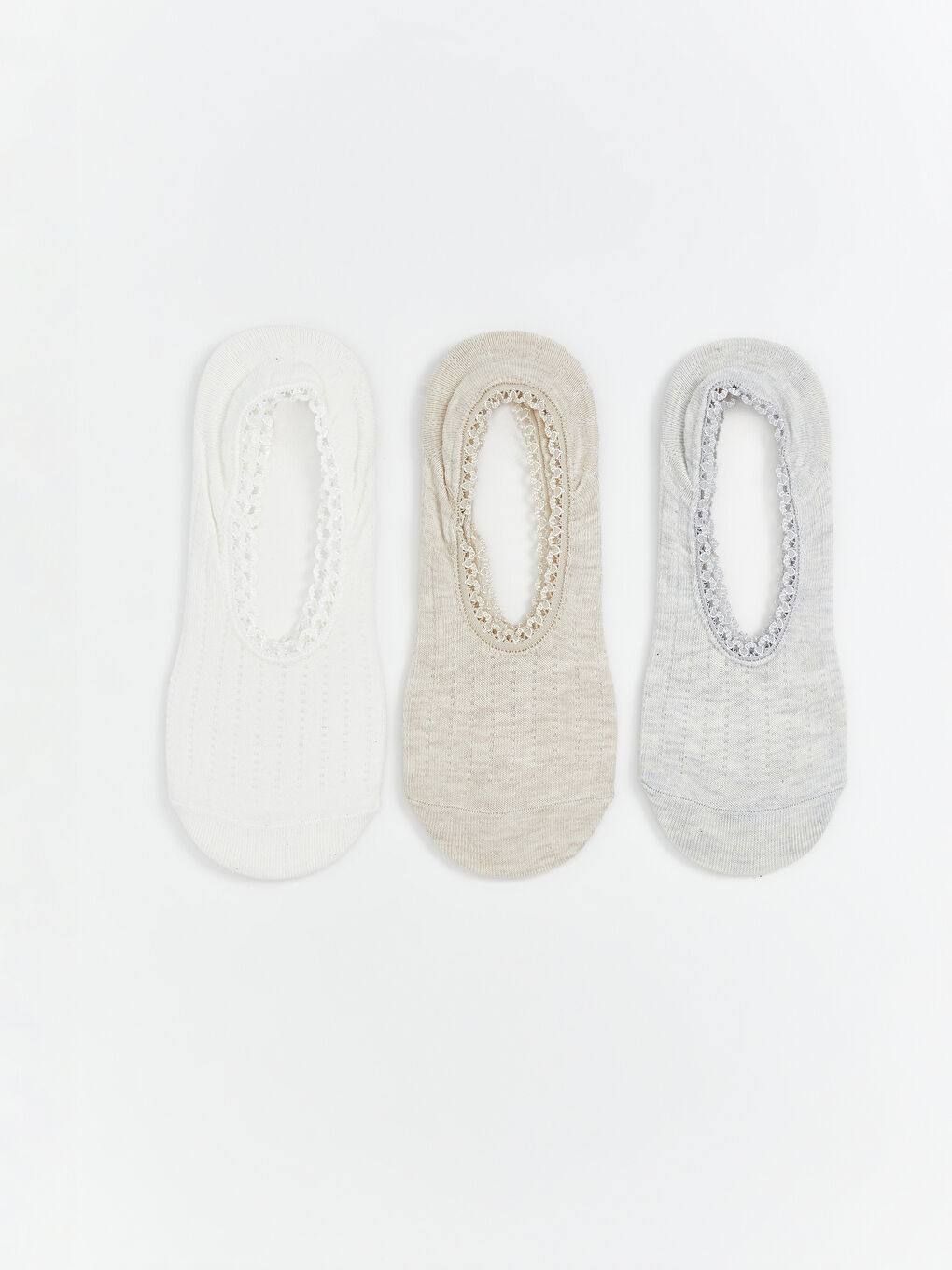 Beyaz Kadın Düz Babet Çorap 3'lü