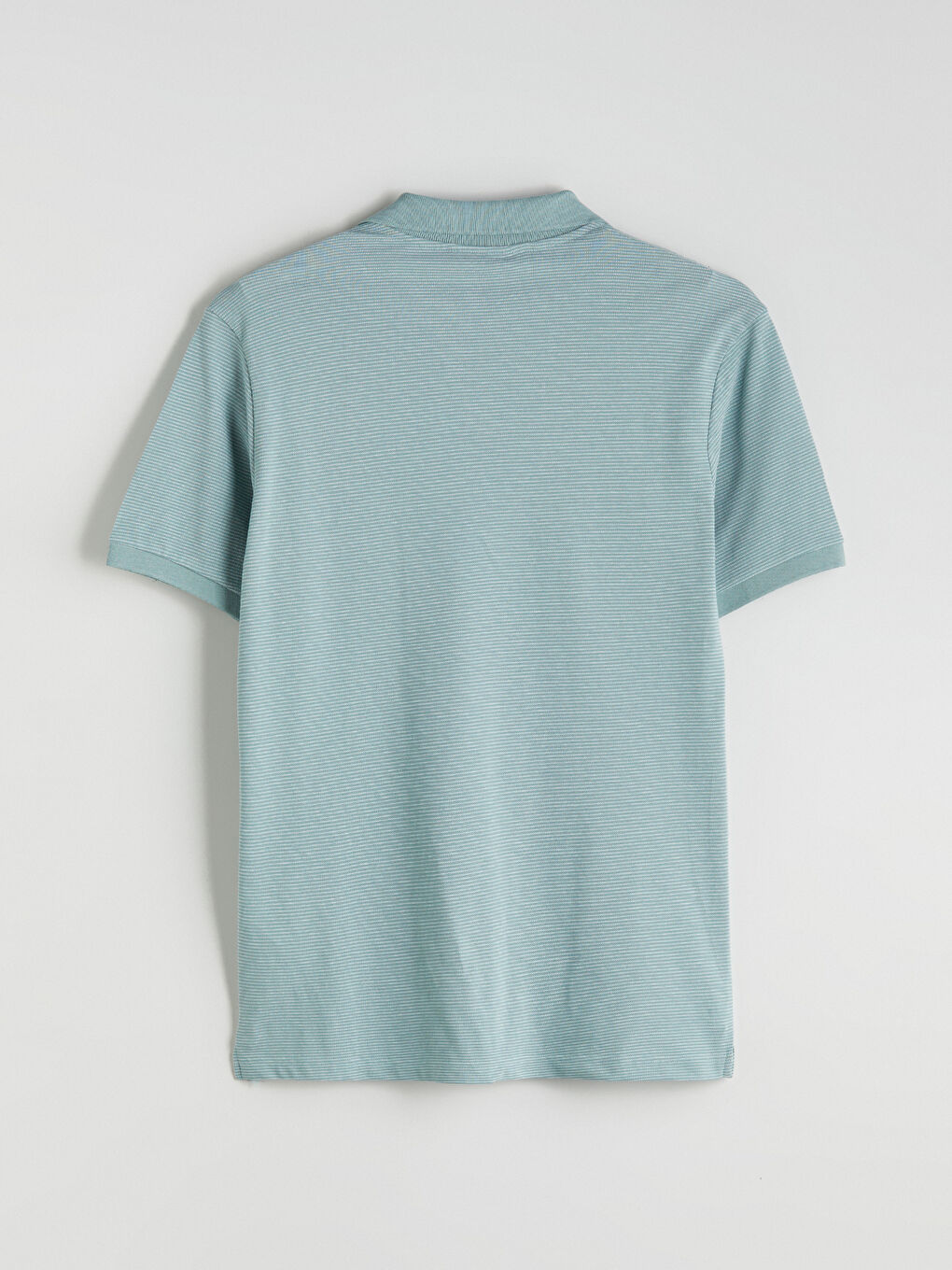 Yeşil Polo Yaka Çizgili Penye Erkek Tişört-5
