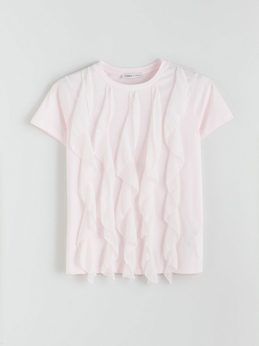 Pembe Bisiklet Yaka Fırfırlı Bluz-4