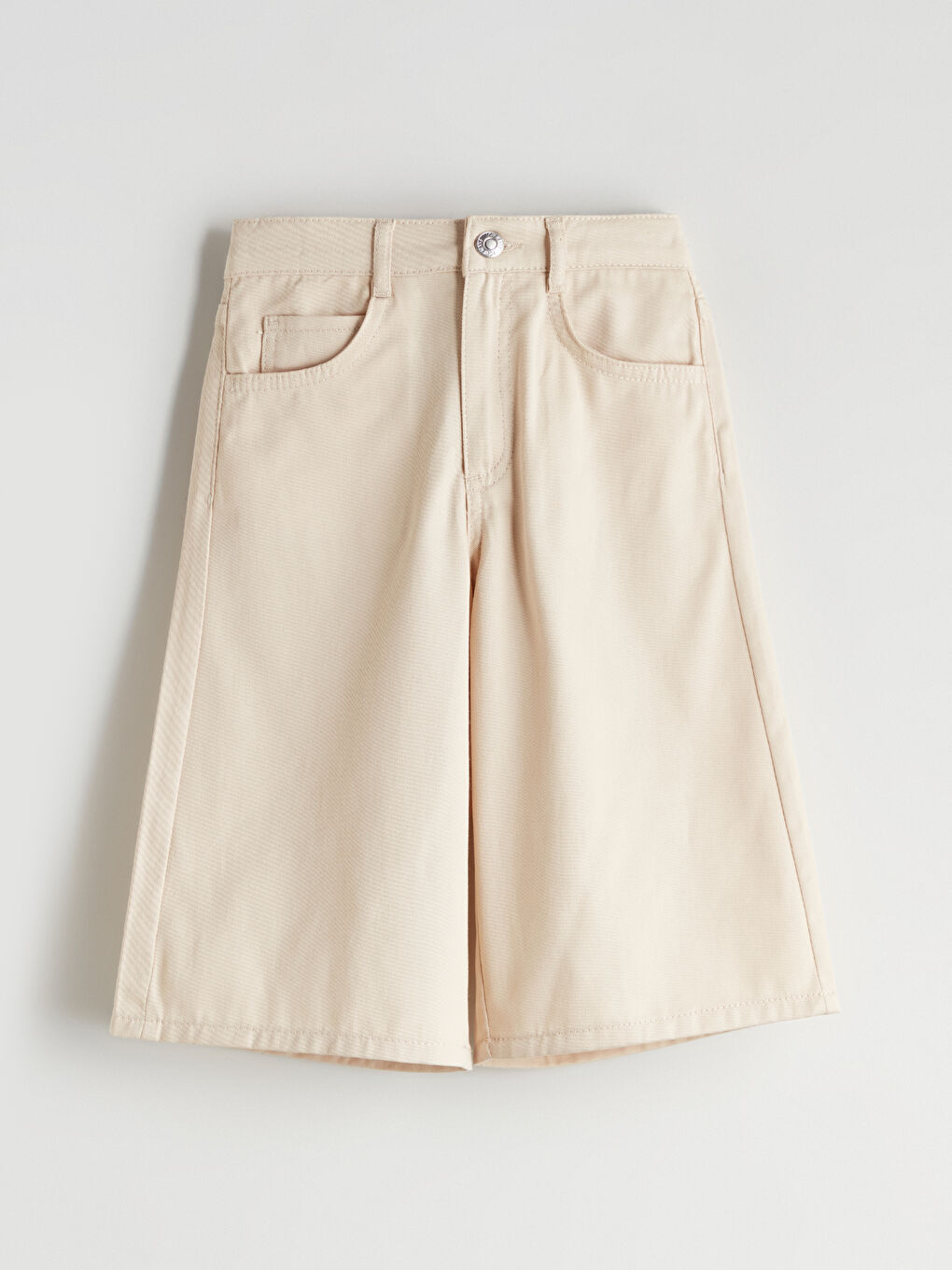 Bej Bermuda Fit Kız Çocuk Şortolon