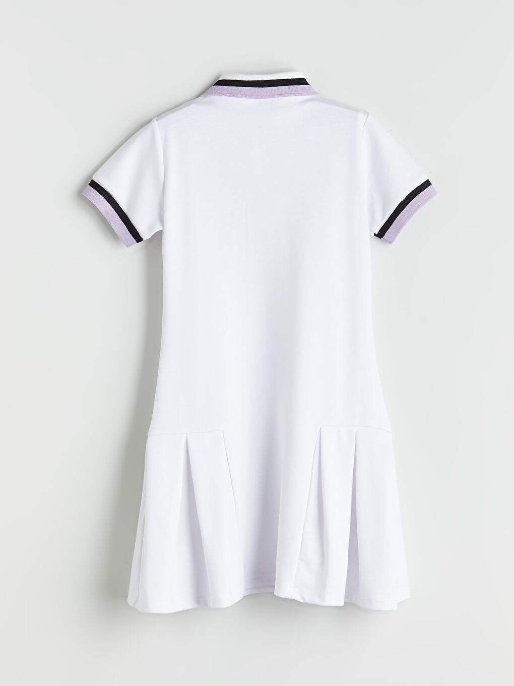 Beyaz Polo Yaka Kuromi Baskılı Kız Çocuk Elbise-1