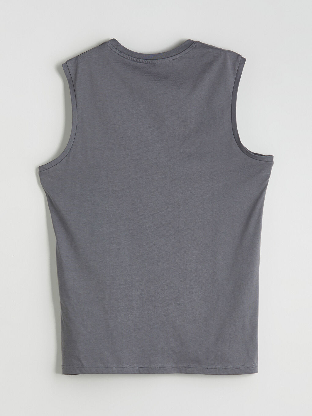 Antrasit Bisiklet Yaka Baskılı Penye Erkek Kolsuz Tişört-9