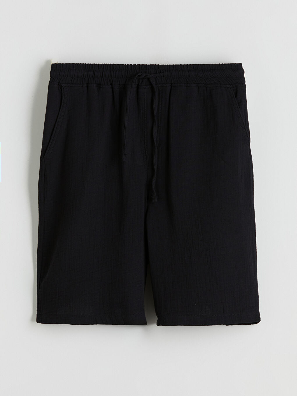 Siyah Rahat Kalıp Müslin Erkek Şort-8