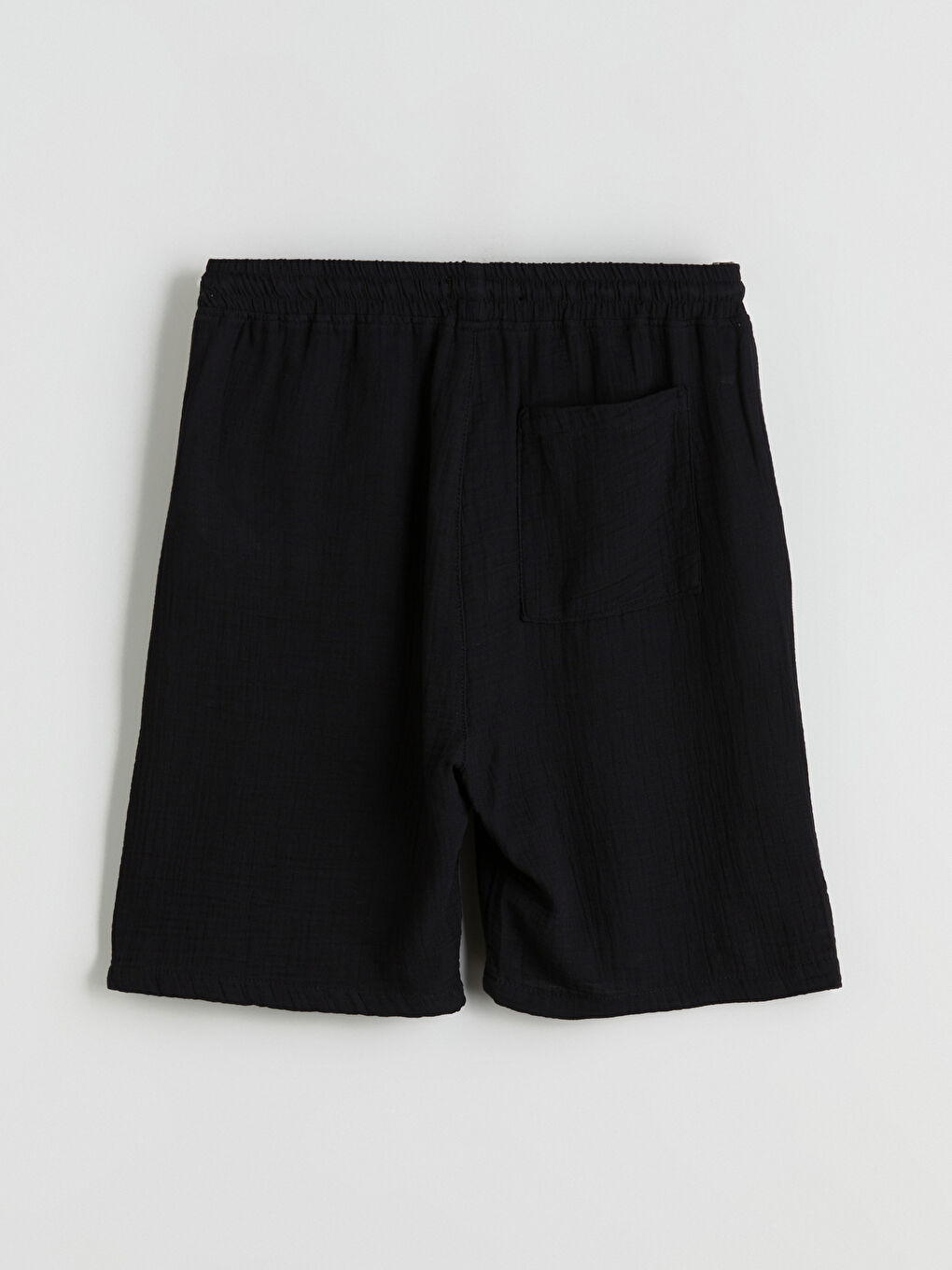 Siyah Rahat Kalıp Müslin Erkek Şort-9