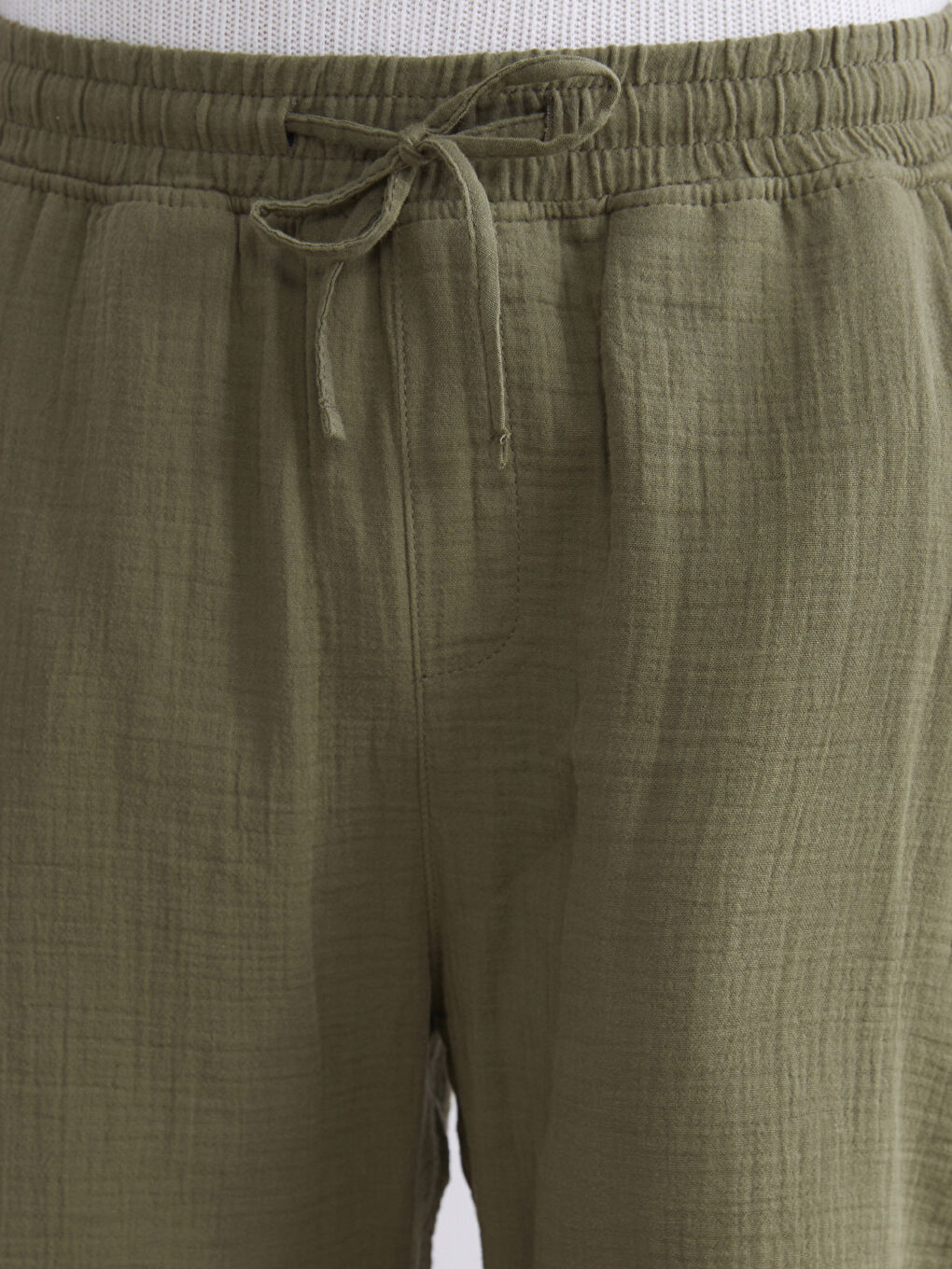 Haki Rahat Kalıp Müslin Erkek Şort-2