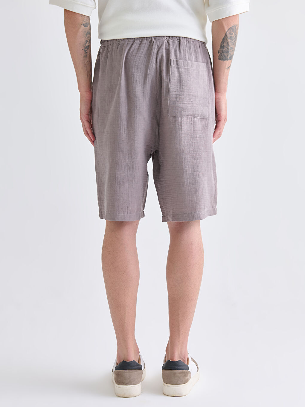 Lila Rahat Kalıp Müslin Erkek Şort-3