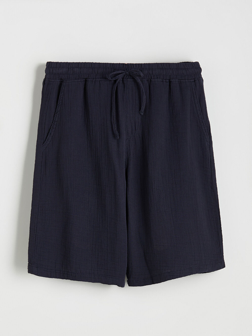 Lacivert Rahat Kalıp Müslin Erkek Şort-4