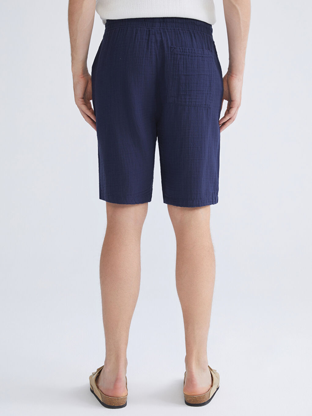 Lacivert Rahat Kalıp Müslin Erkek Şort-3