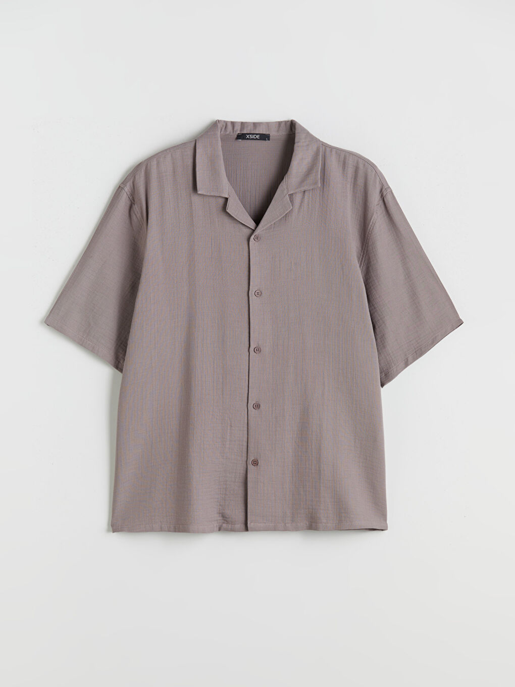 Lila Rahat Kalıp Resort Yaka Kısa Kollu Müslin Erkek Gömlek-4