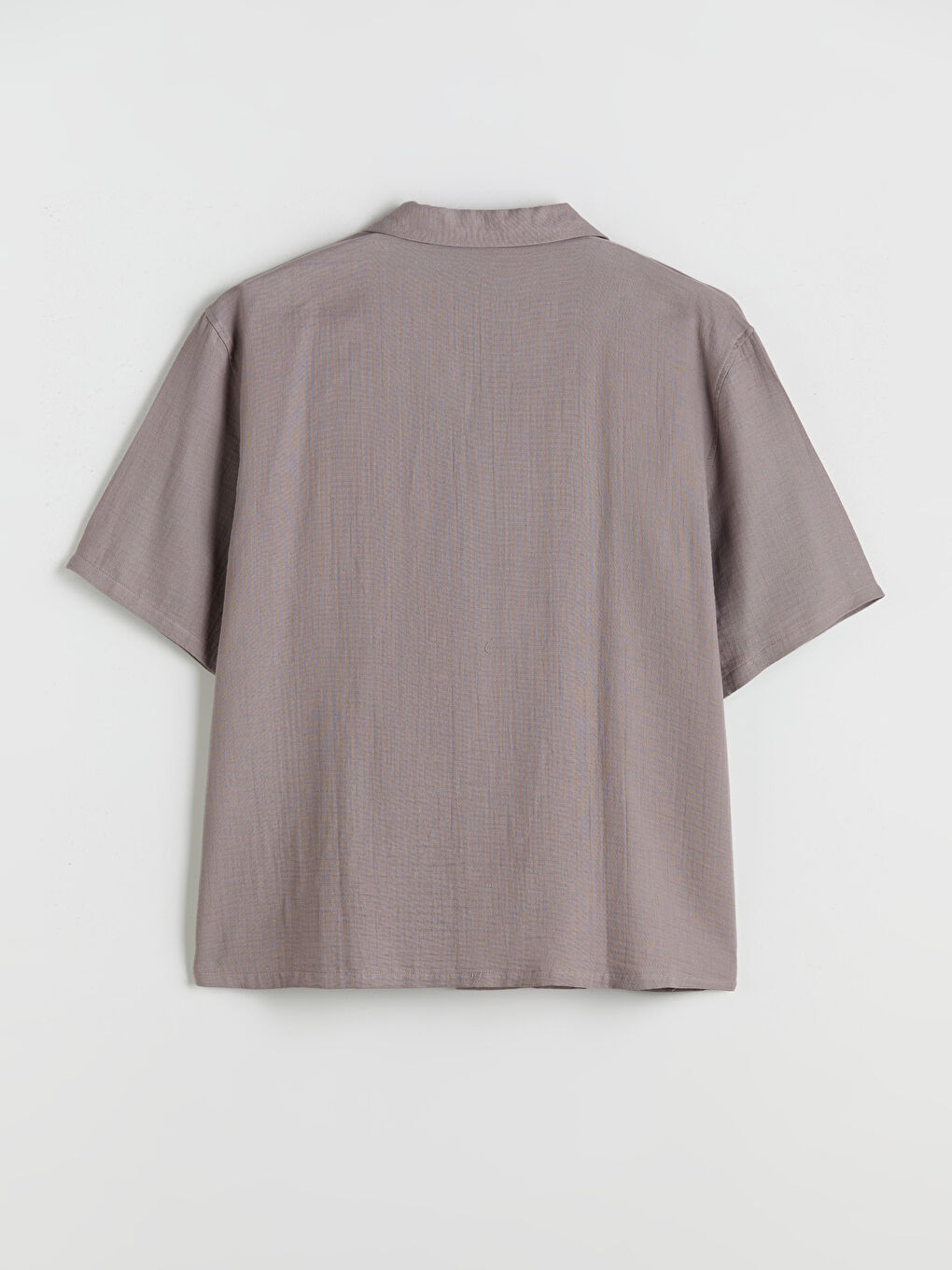 Lila Rahat Kalıp Resort Yaka Kısa Kollu Müslin Erkek Gömlek-5