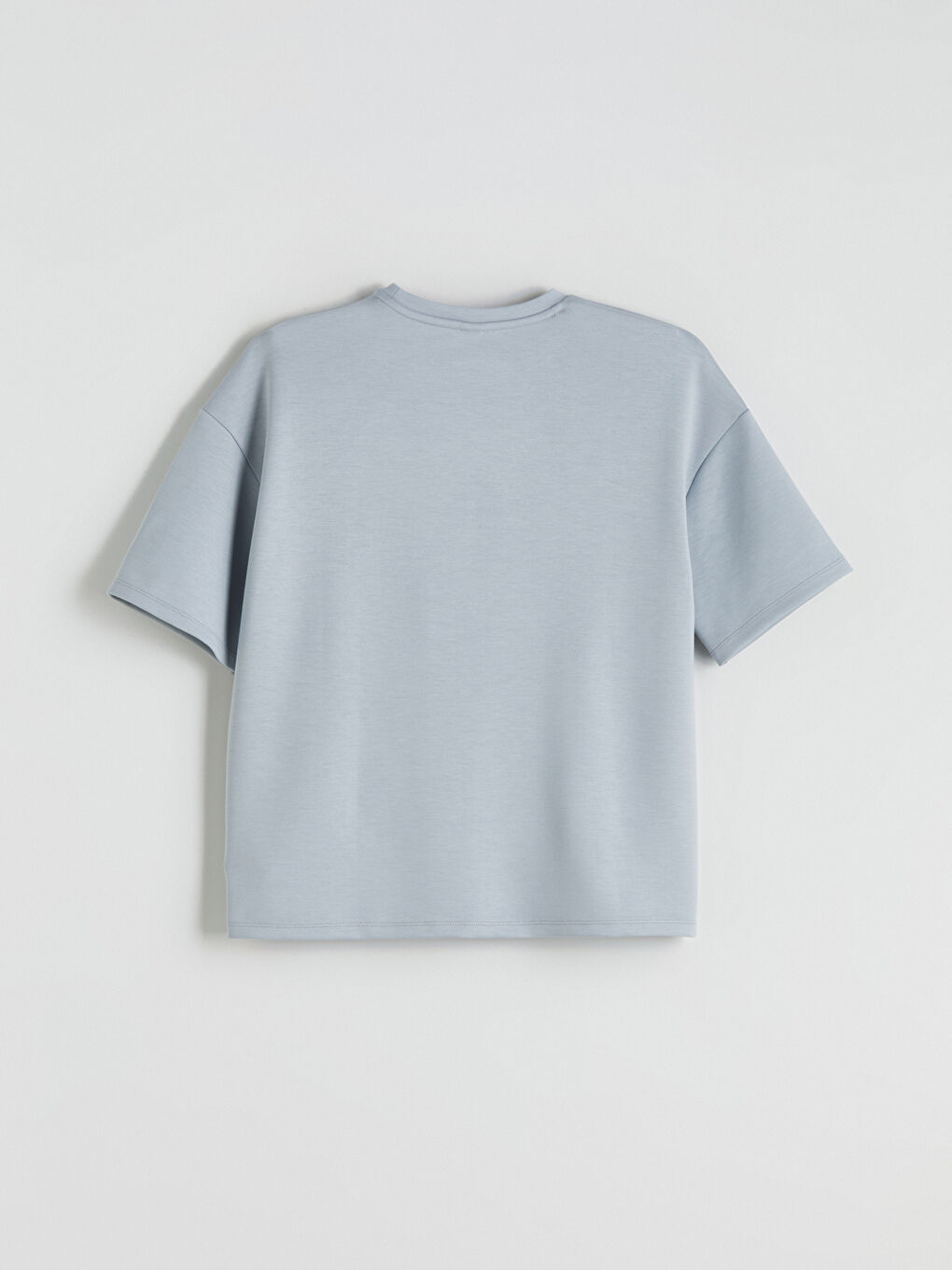 Gri Bisiklet Yaka Basic Kız Çocuk Tişört-3