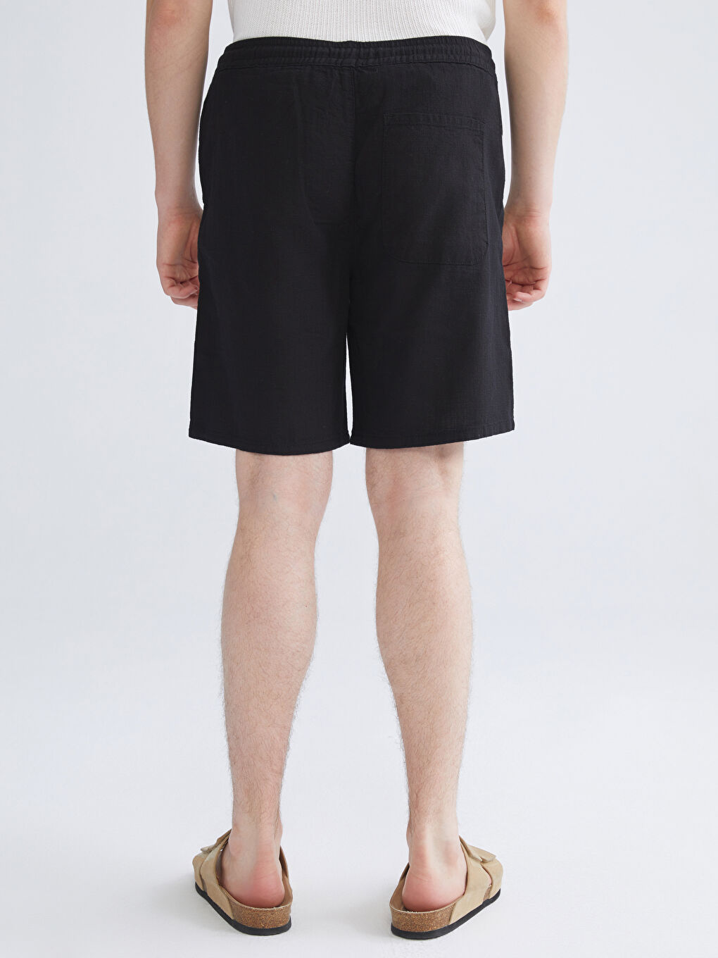 Siyah Rahat Kalıp Erkek Şort-3