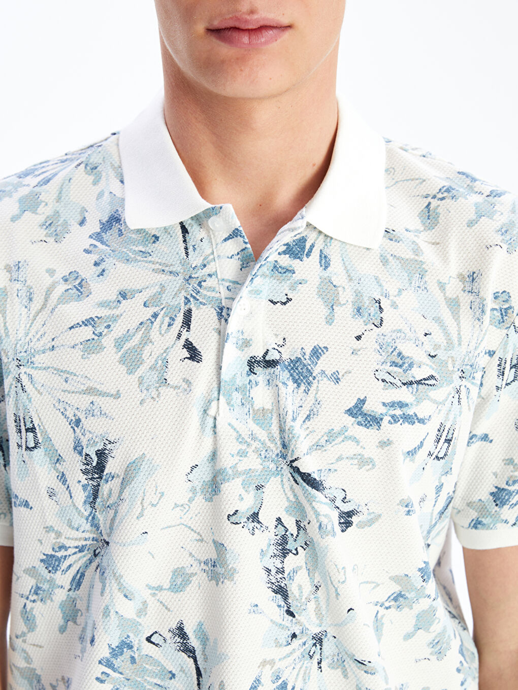 Polo Neck Short Sleeve Patterned Men's T-Shirt-2