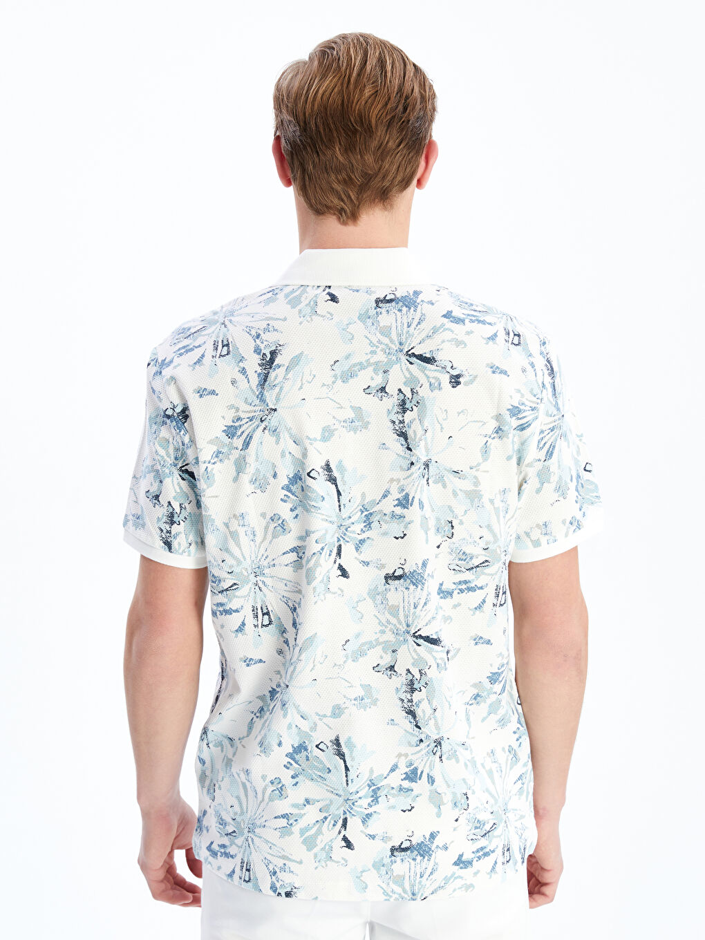 Polo Neck Short Sleeve Patterned Men's T-Shirt-3