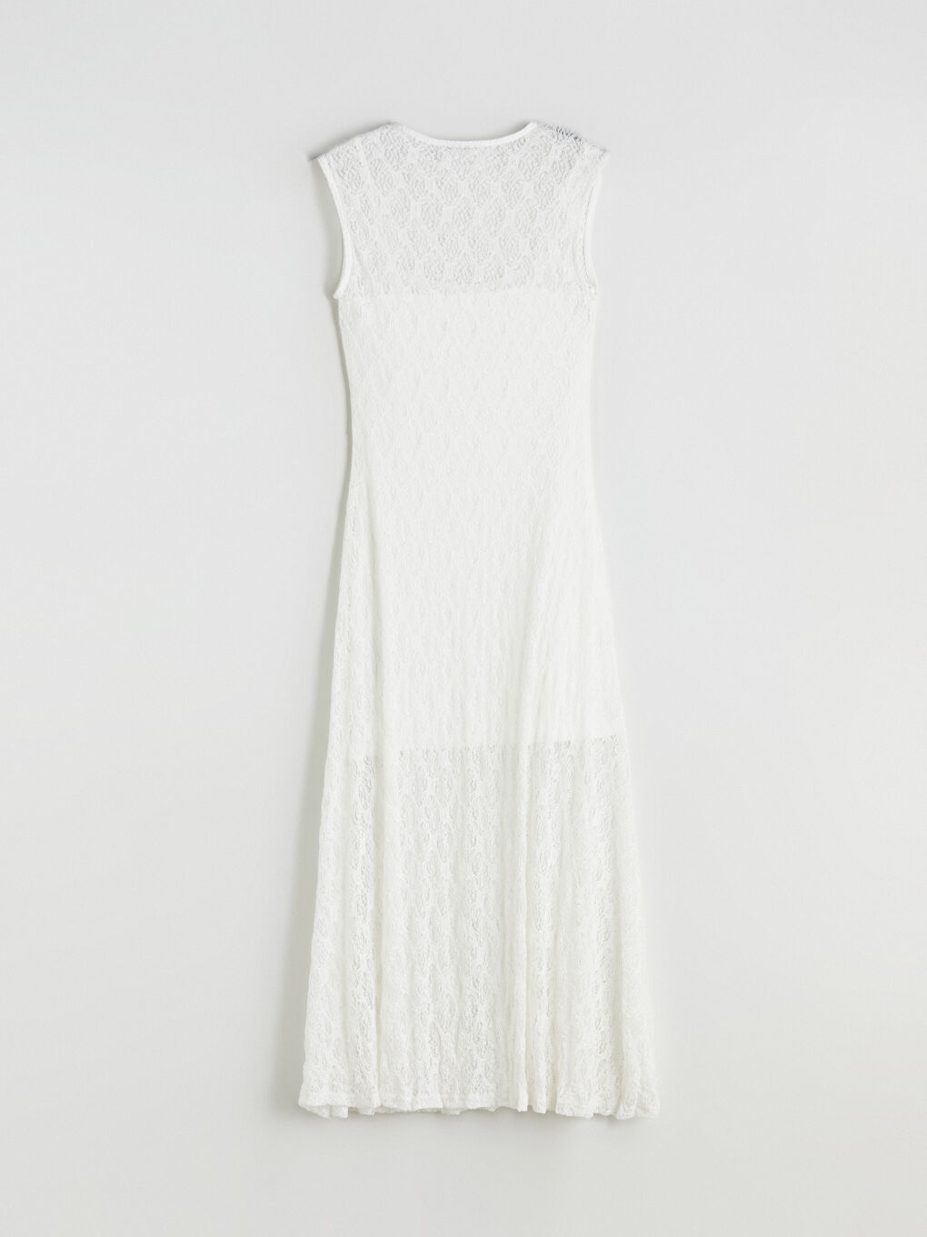 Ekru Bisiklet Yaka Dantelli Elbise-5