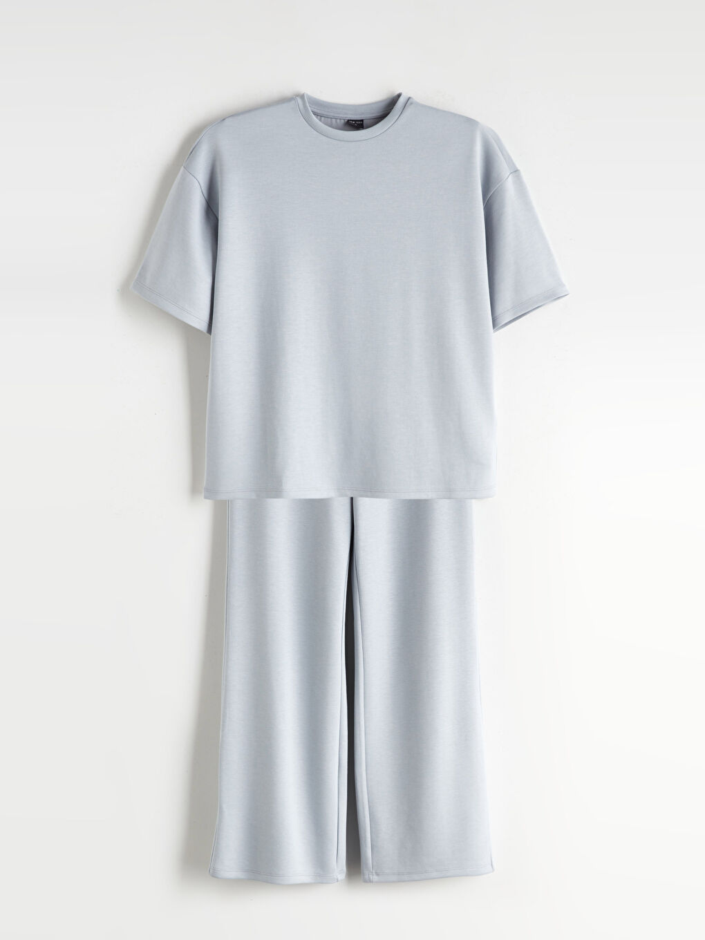 Gri Bisiklet Yaka Kız Çocuk Tişört ve Pantolon