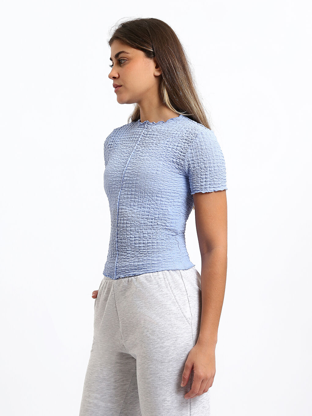 Crew Neck Textured Women's T-Shirt-3