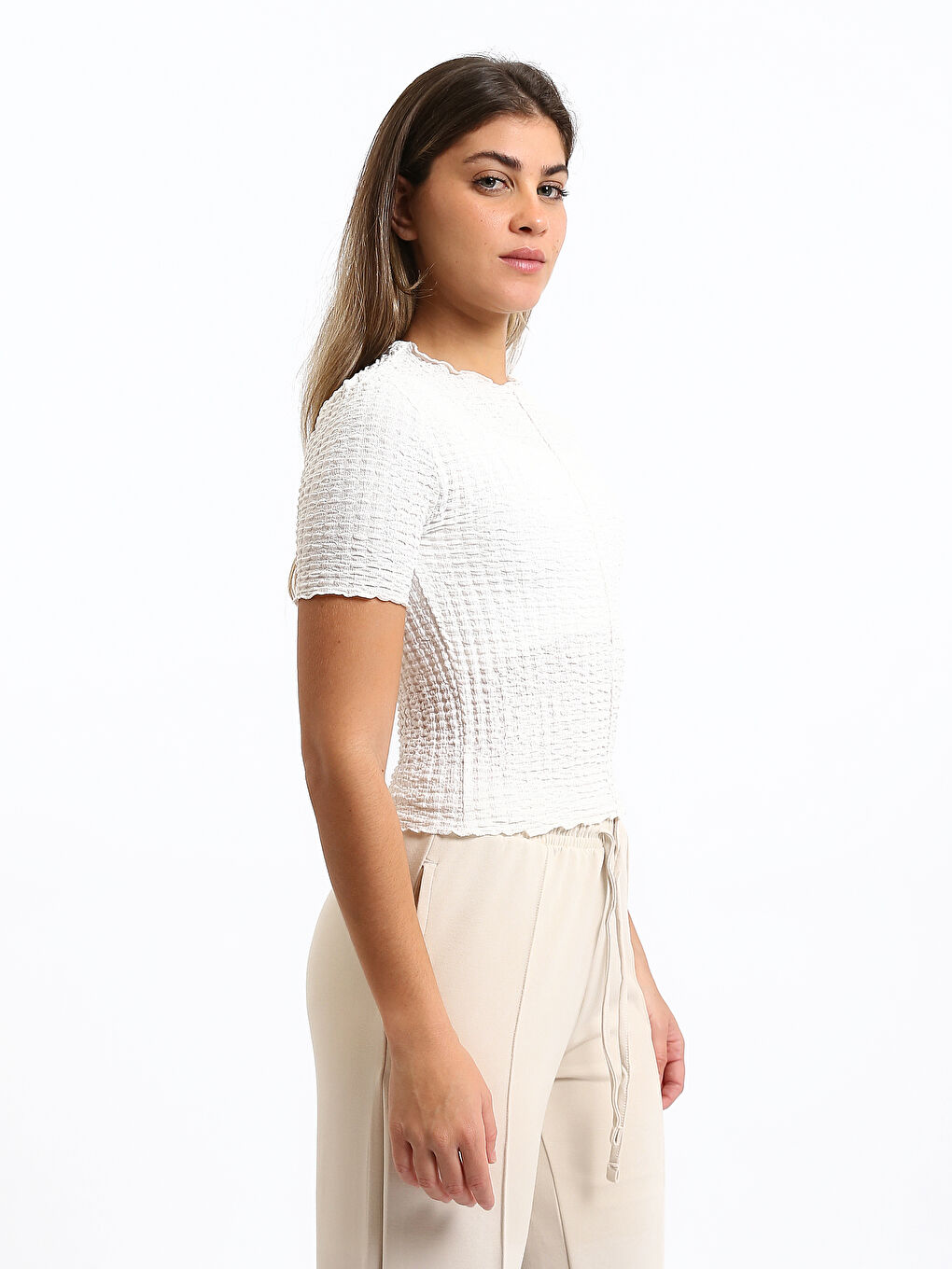 Crew Neck Textured Women's T-Shirt-3