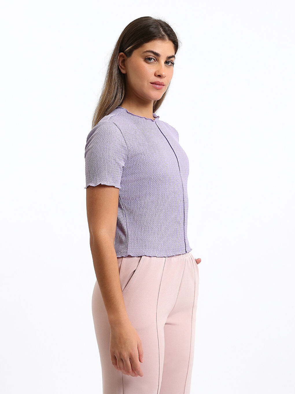 Crew Neck Textured Women's T-Shirt-1