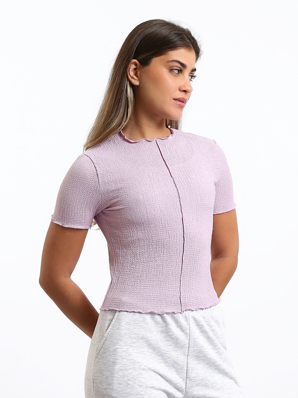 Crew Neck Textured Women's T-Shirt-3