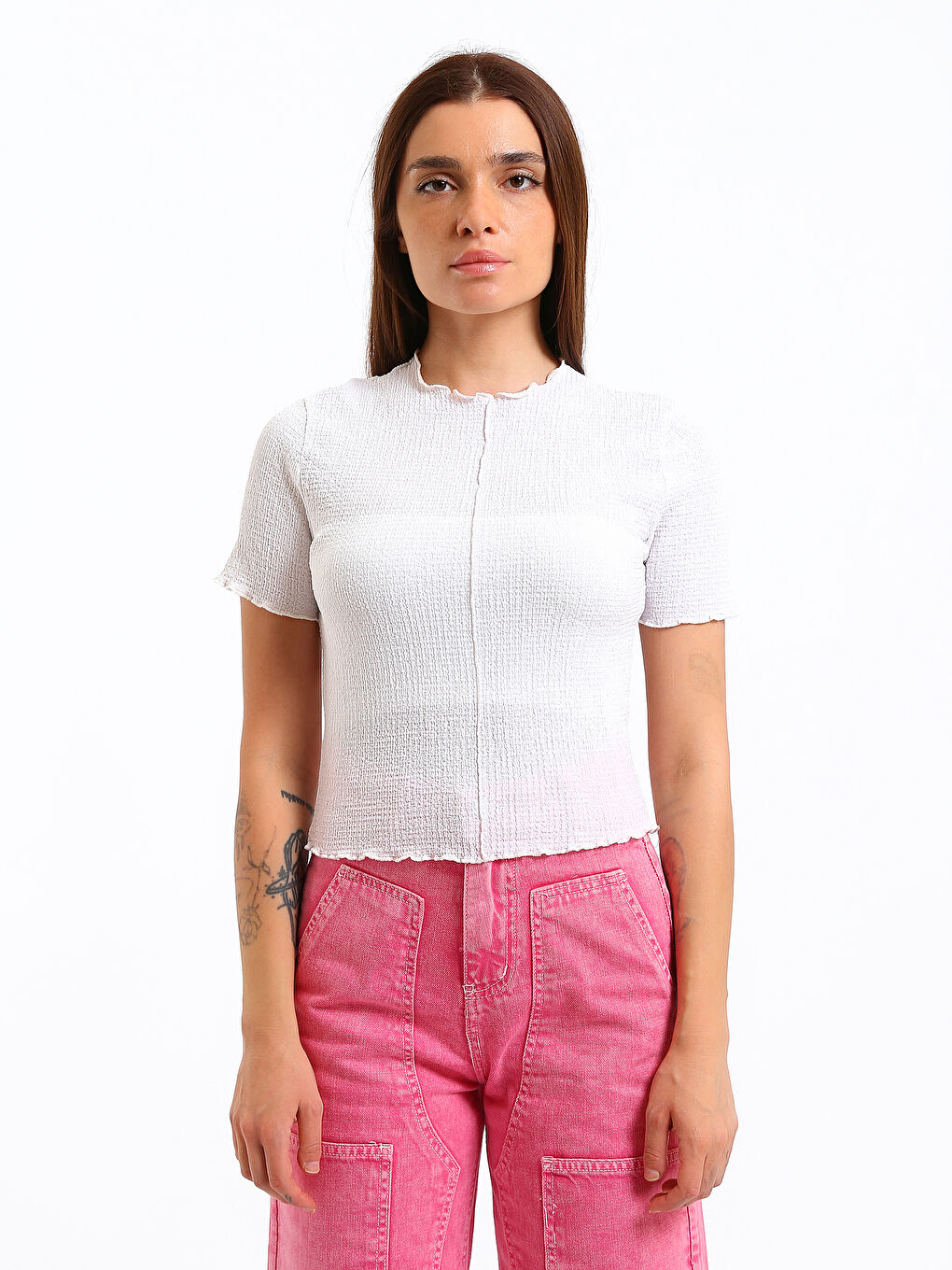 Crew Neck Textured Women's T-Shirt