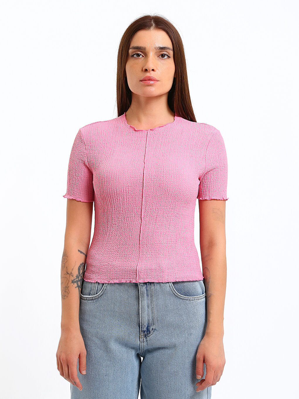 Crew Neck Textured Women's T-Shirt