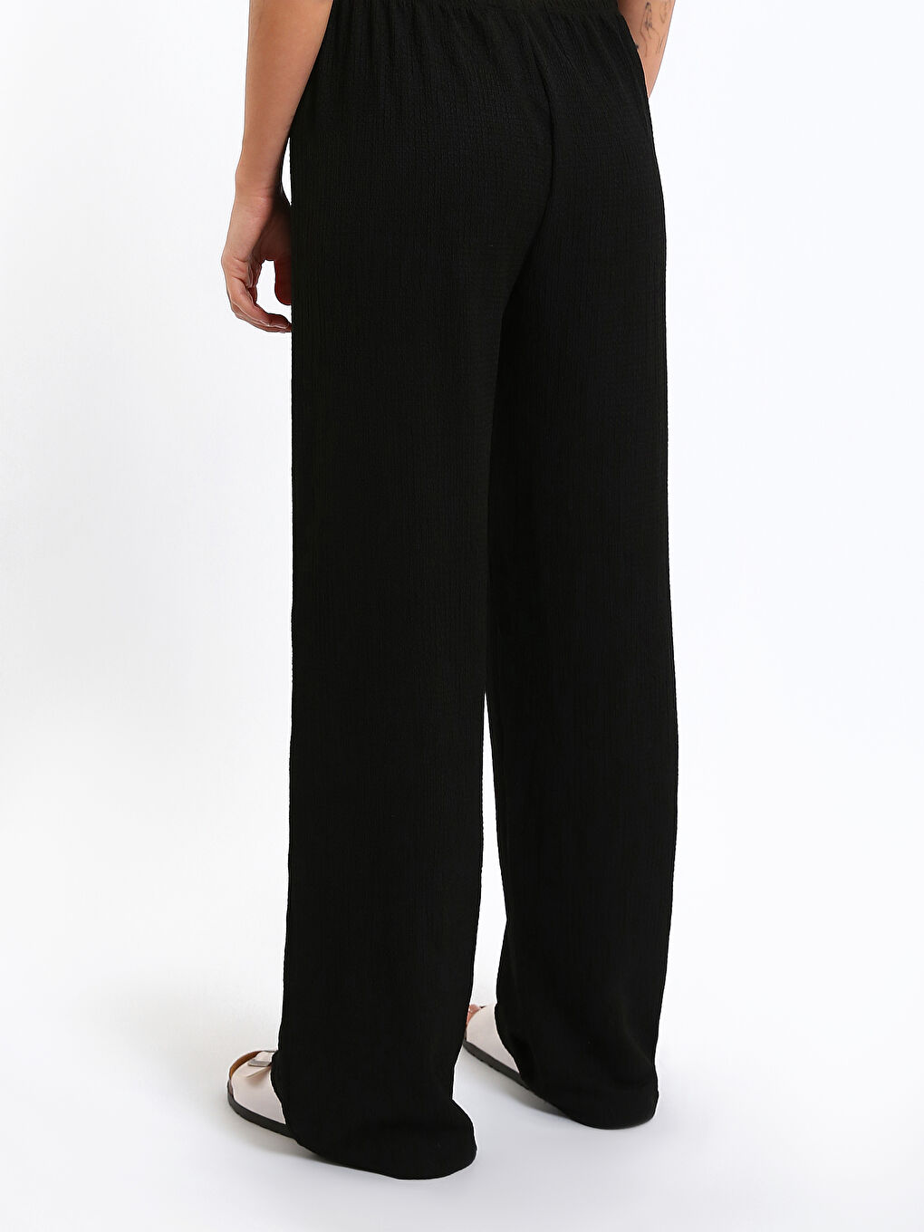Elastic Waist Wide Leg Women's Trousers-4