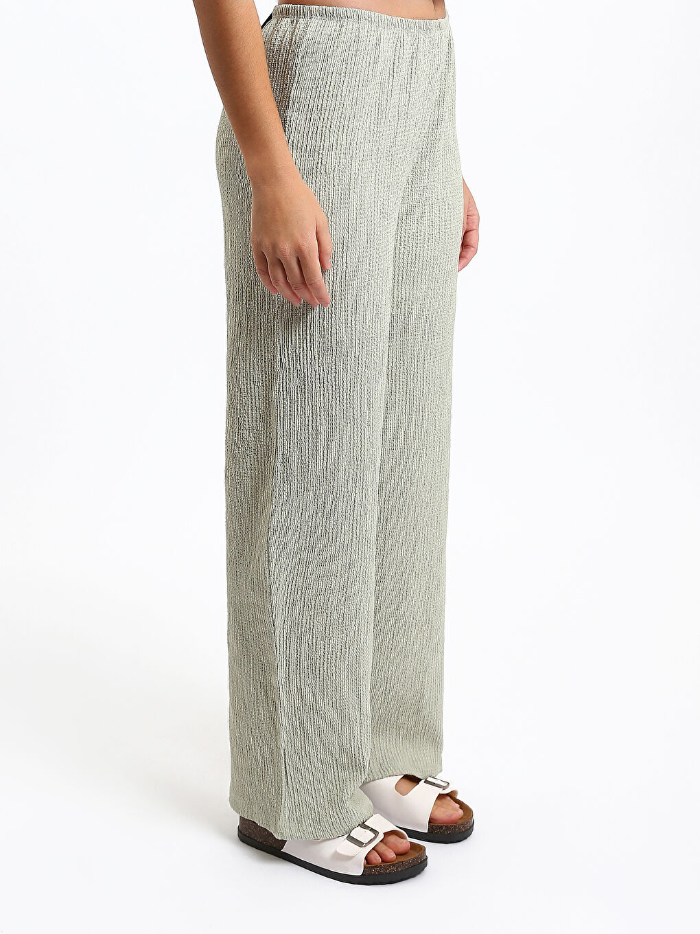 Elastic Waist Wide Leg Women's Trousers-3