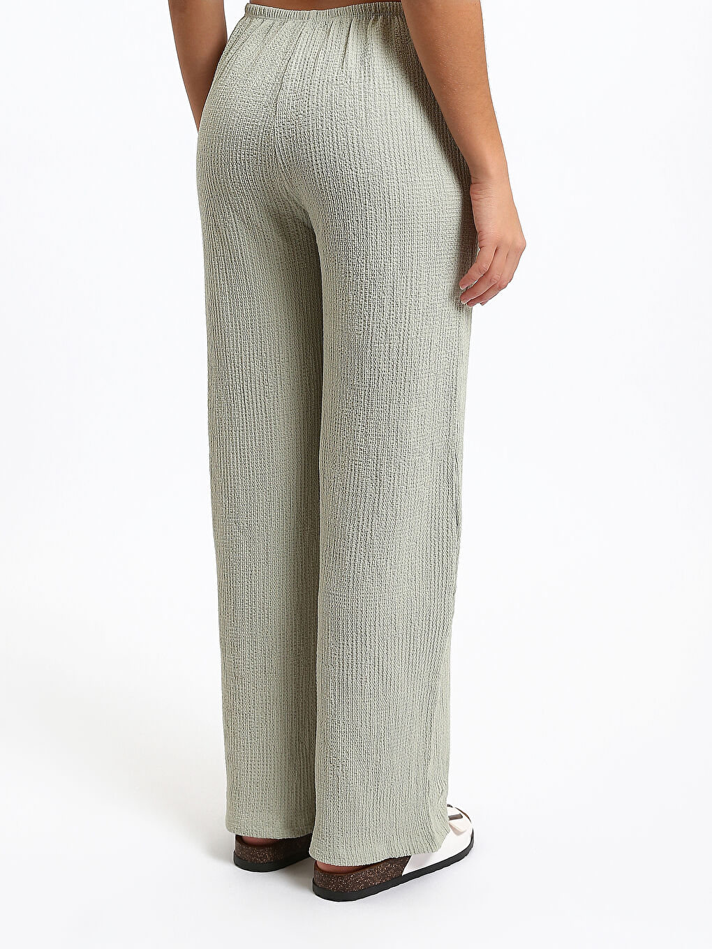 Elastic Waist Wide Leg Women's Trousers-4