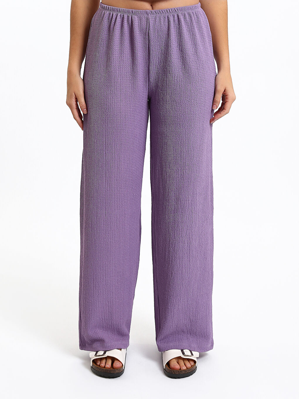 Elastic Waist Wide Leg Women's Trousers-1